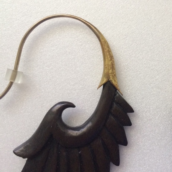 Hard-Carved Wood Earrings - Picture 2 of 3